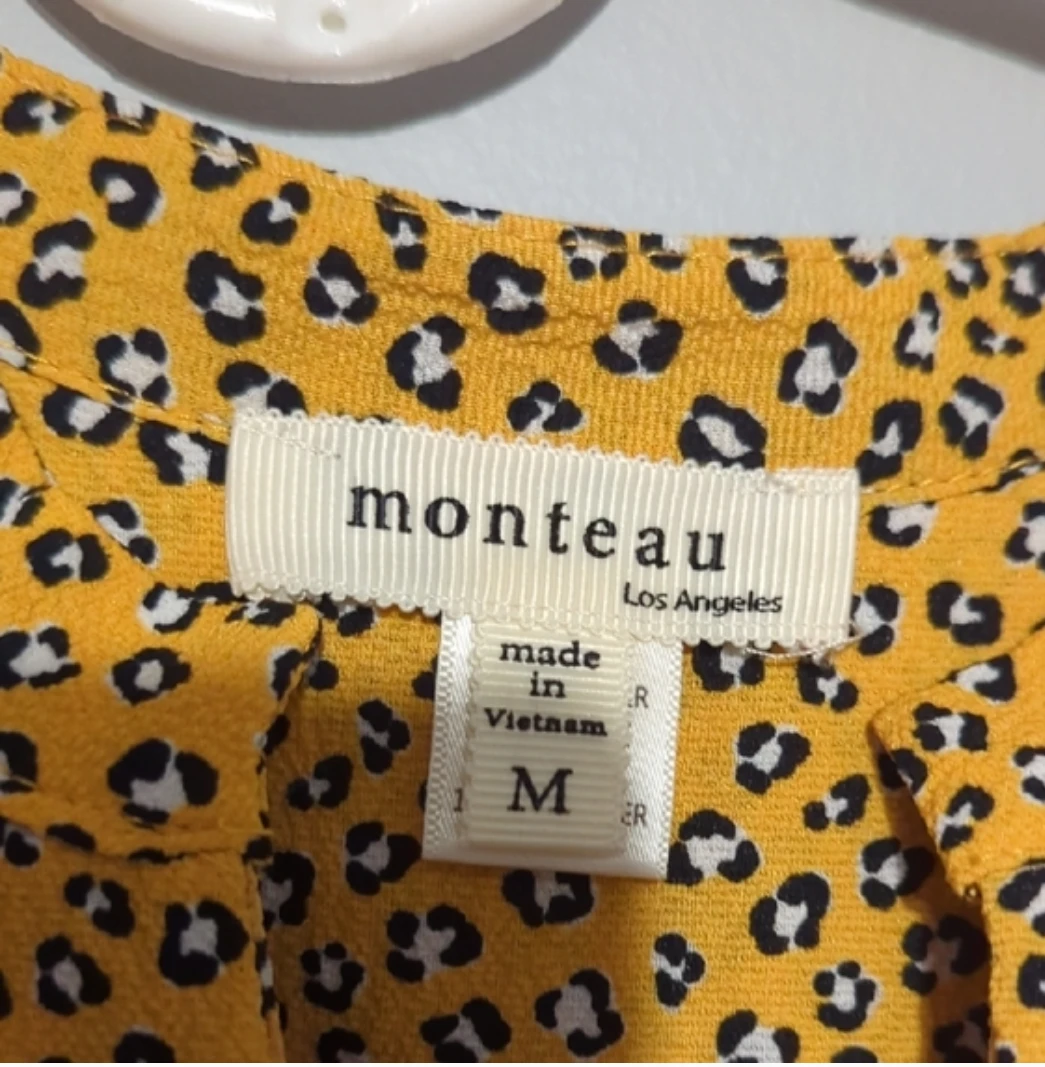Monteau Yellow Leopard Print Dress Size M - photo 5