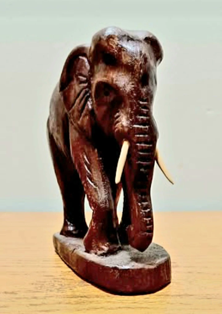 Unique Hand Carved Wooden Elephant Figurine - photo 2