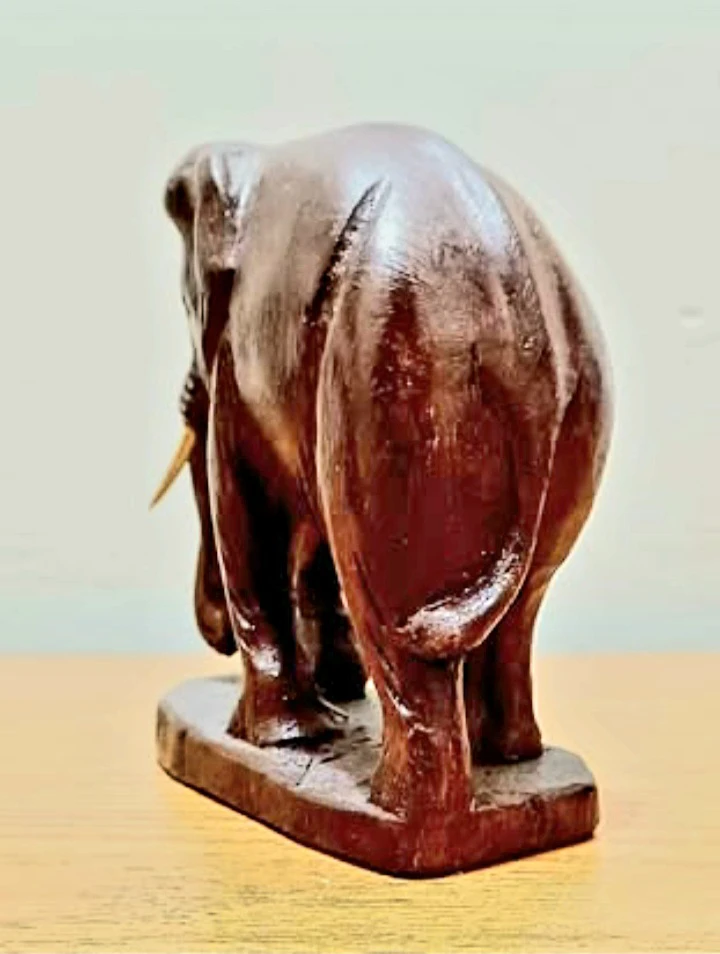 Unique Hand Carved Wooden Elephant Figurine - photo 3