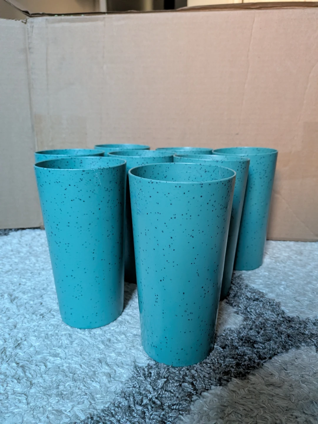 Set of 8 Teal Speckled Tumbler Cups