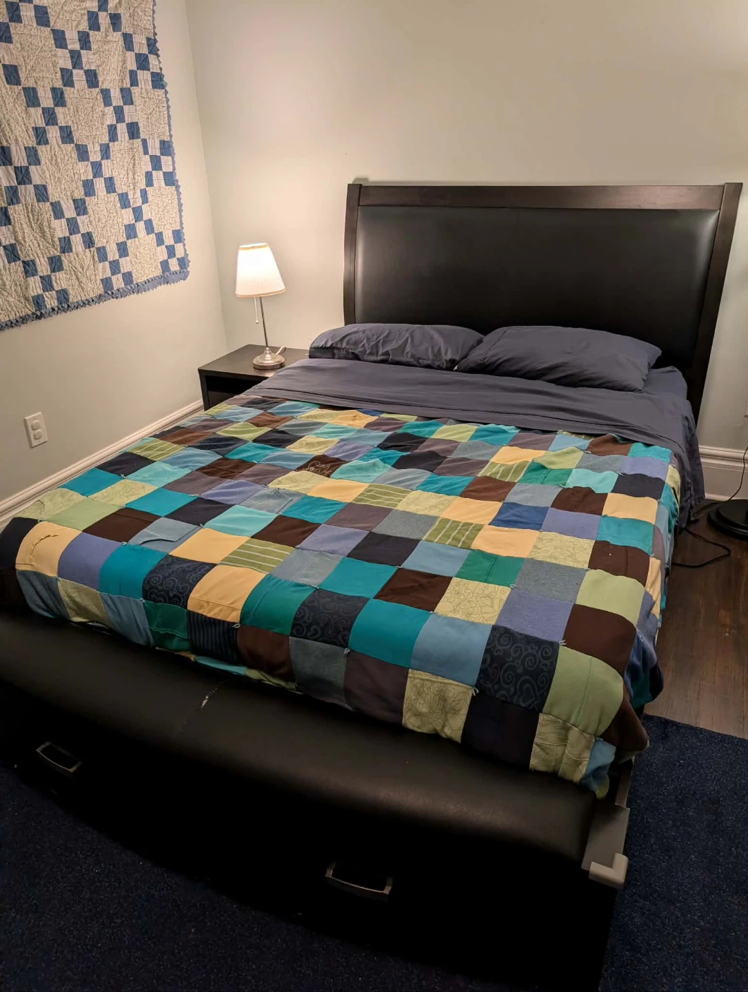 Queen Bedframe with Storage and Padded Headboard - photo 2