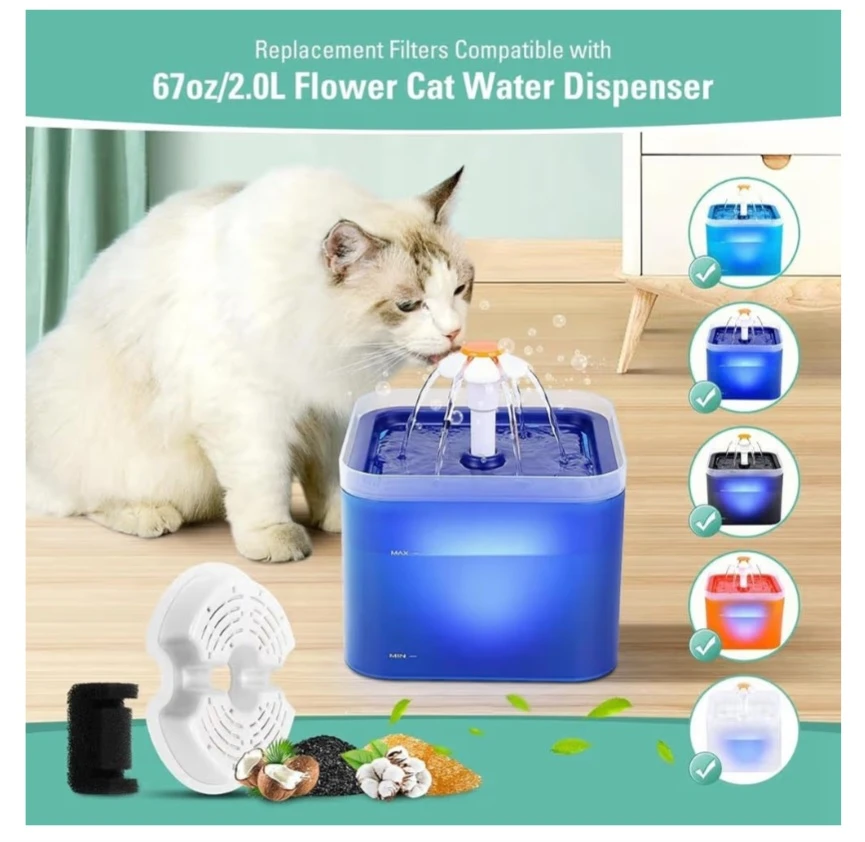 8 Pack Replacement Filters&8 Pump Filters for Cat Fountain - photo 2
