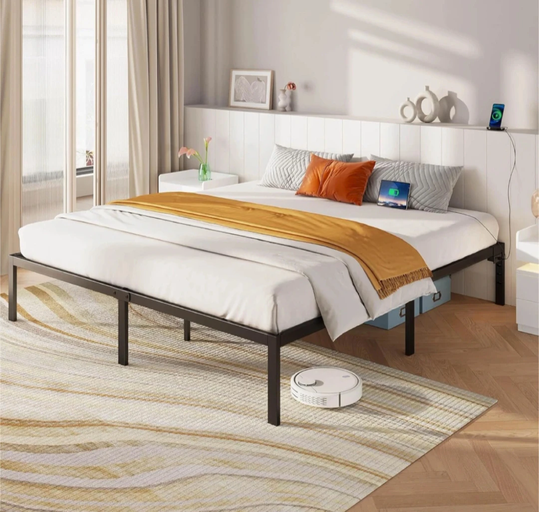 California King Size Bed Frame with USB Ports