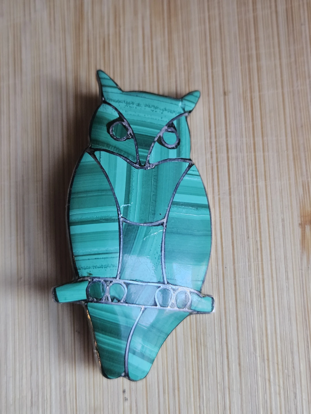 Malachite Owl Brooch