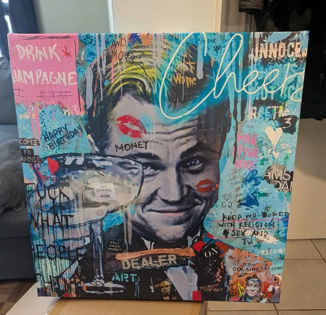Leonardo DiCaprio "Cheers" Mixed Media Artwork