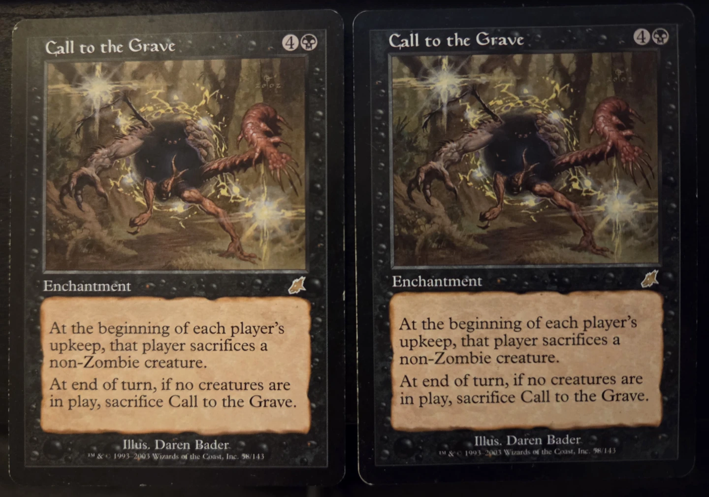 Call to the Grave x2 Magic the Gathering Cards