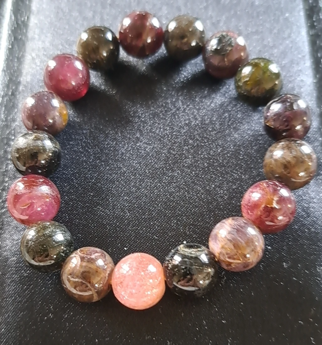 Multi-color Tourmaline Stone Beaded Bracelet