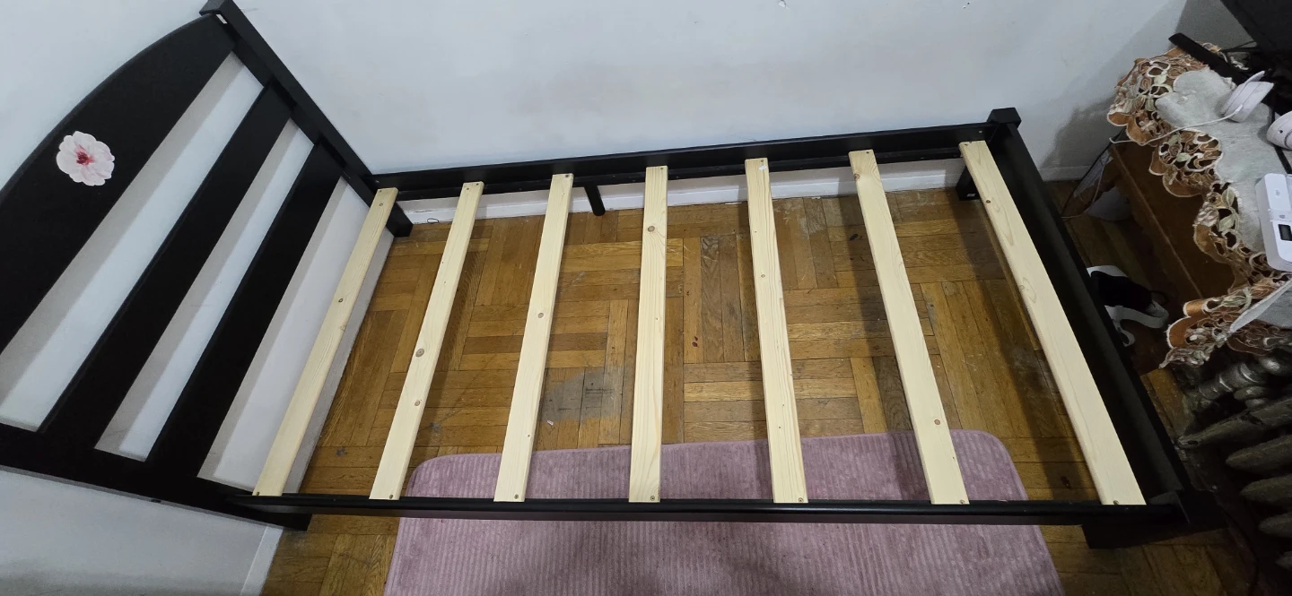 Black and White Striped Toddler Bed Frame with Flower Accent - photo 2