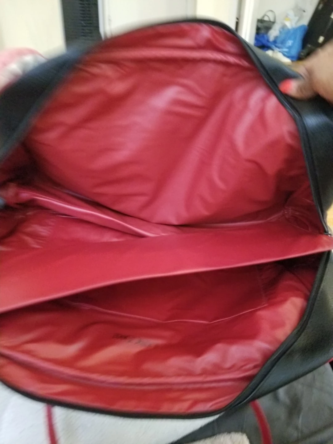 Black and Red Faux Leather Duffel Bag - photo 3