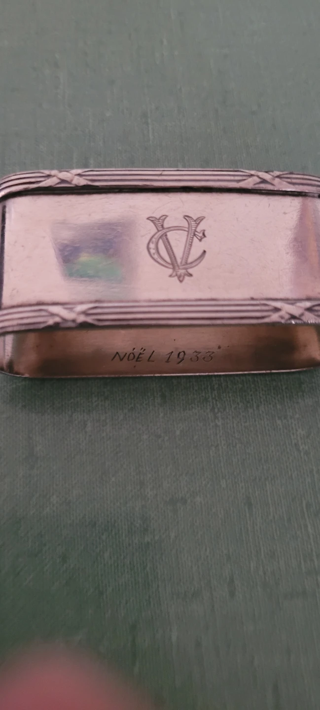 Vintage Silver Napkin. Dated