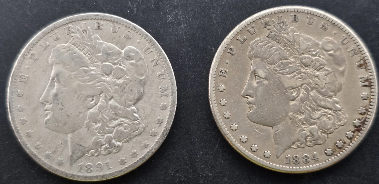 (2) Morgan Silver Dollars - 1891-O & 1884-S (90% Silver) - photo 2