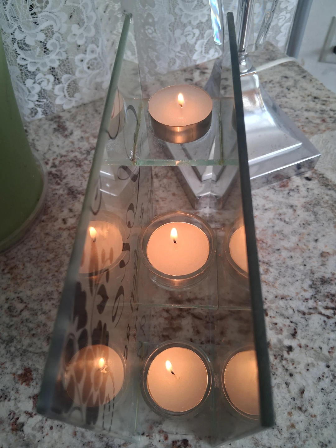 Frosted Glass Tea Light Holder, Levelled