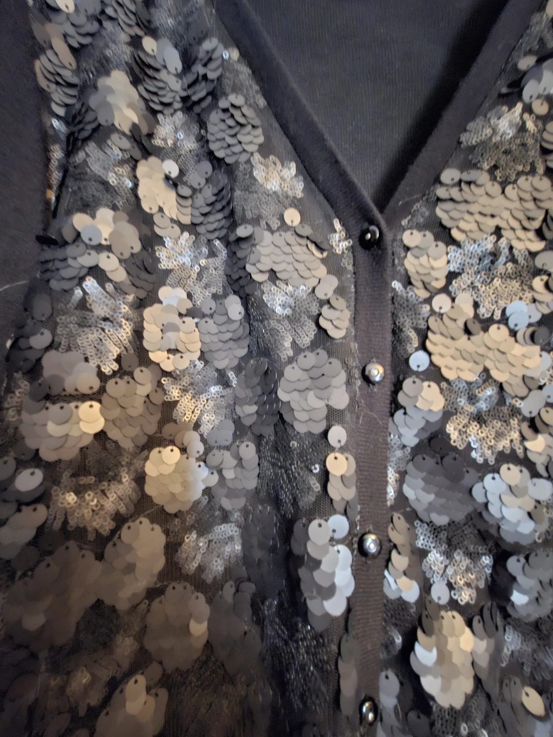 BCBGMAXAZRIA Black Sequin Cardigan - photo 4