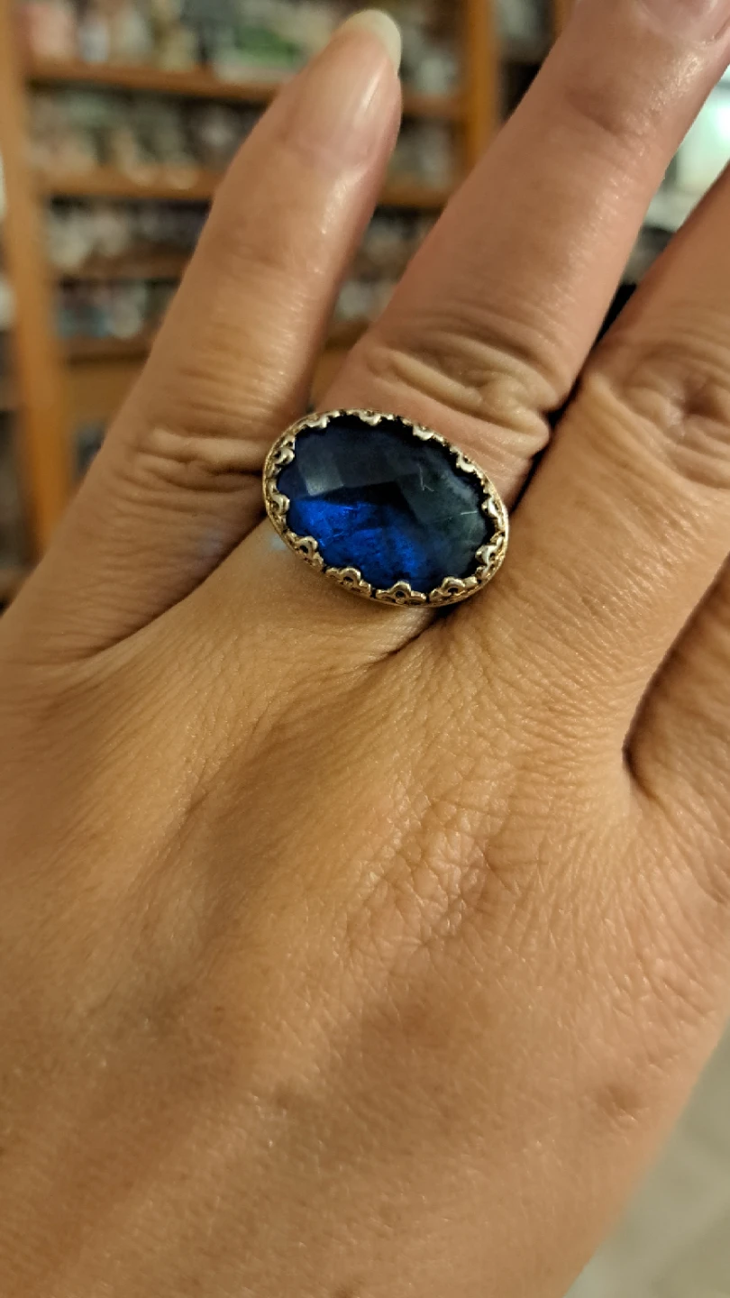Oval Blue Gemstone Ring - photo 4