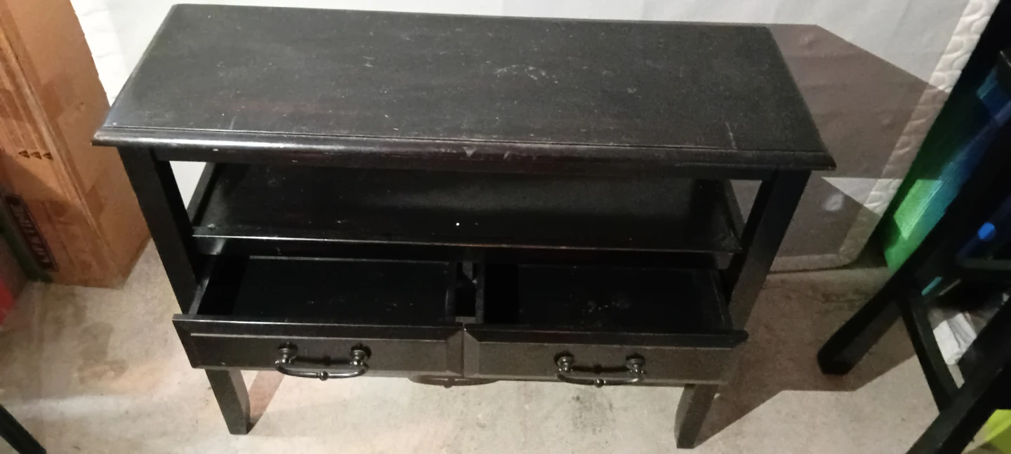 Black Side Table with Two Drawers and Shelf - photo 2