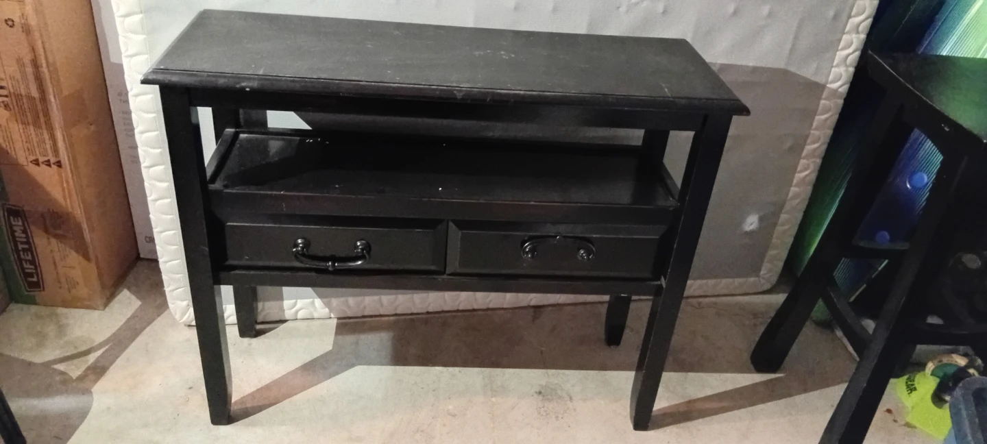 Black Side Table with Two Drawers and Shelf - photo 3
