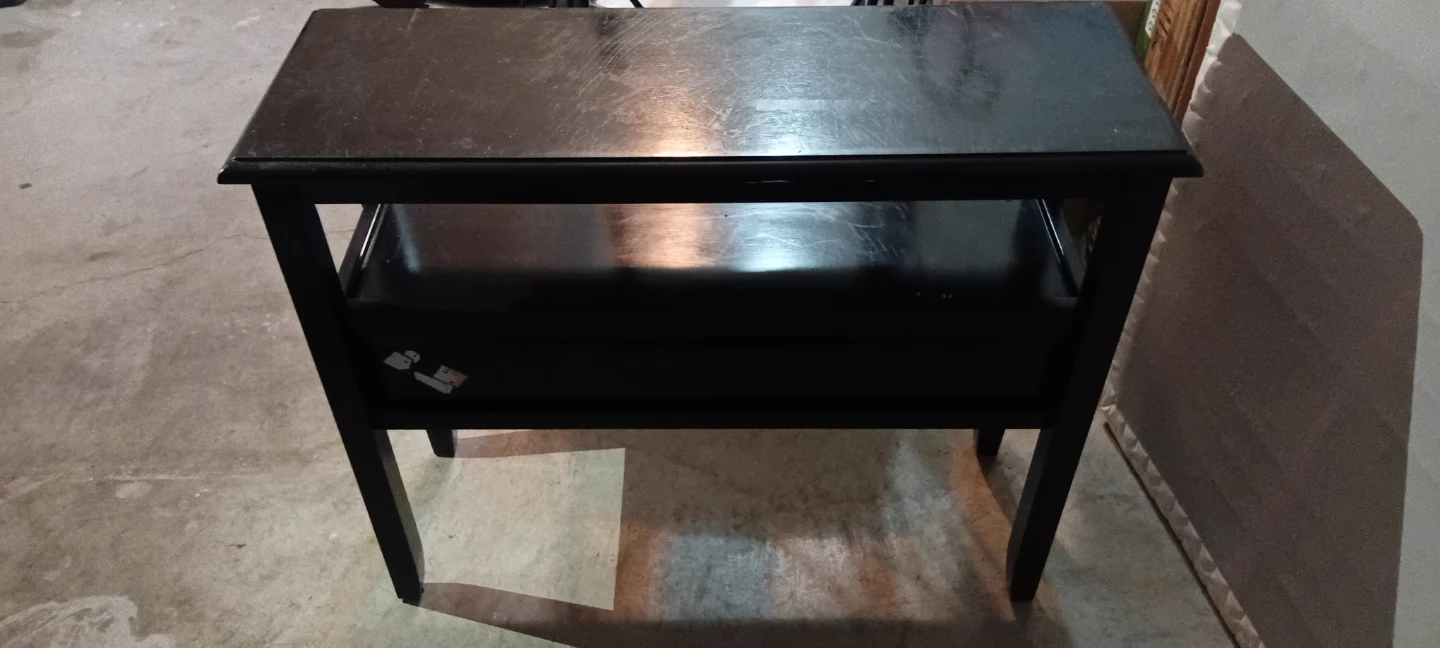 Black Side Table with Two Drawers and Shelf - photo 4