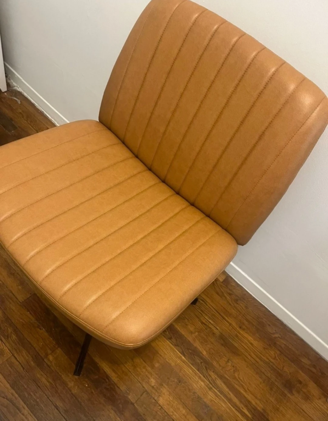 Brand new adjustable Brown leather vanity + office chair - photo 2