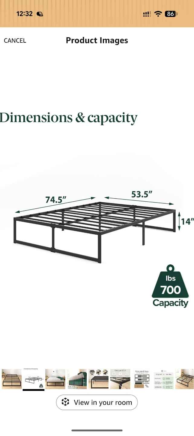 Zinus 14" Full/Double Metal Platform Bed Frame