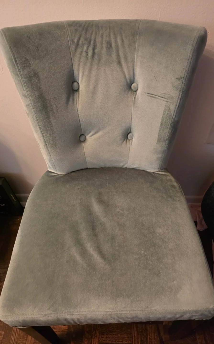 Sage Green Velvet Dining Chair with Ring Pull