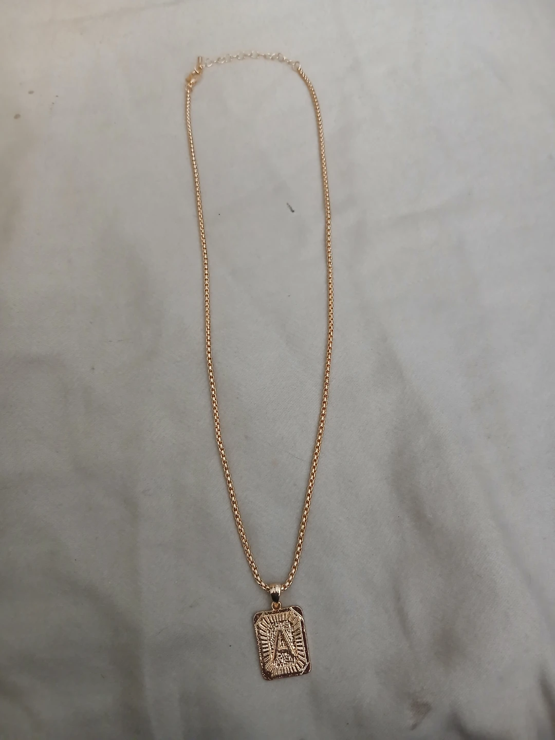 18K Gold Plated Zinc Alloy Letter A Pendant Necklace - photo 3
