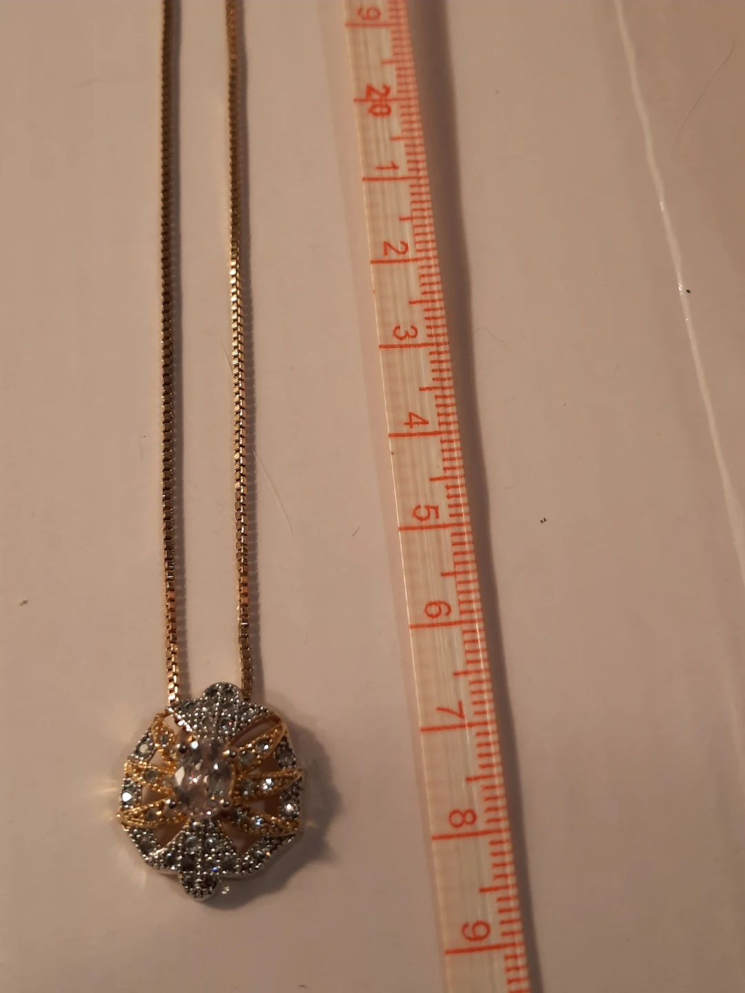 Gold Tone Pendant Necklace with Clear Stones - photo 5