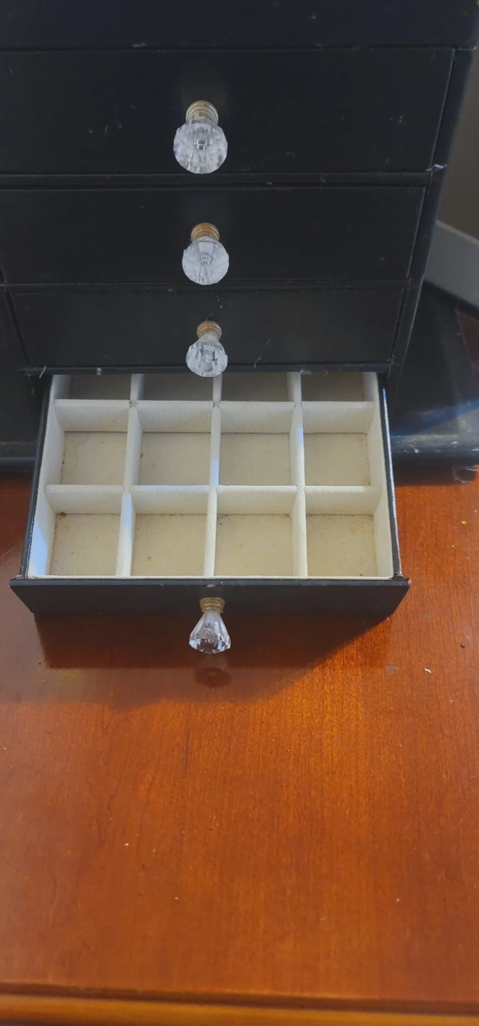 Black Jewelry Box Organizer with Drawers and Compartments