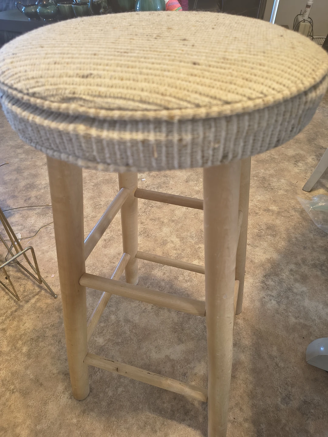 Bar Stool - Light Wood with Woven Seat