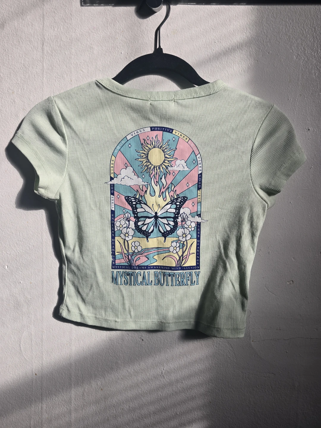 Orange Kiss Butterfly Graphic Crop Top Size M - photo 3