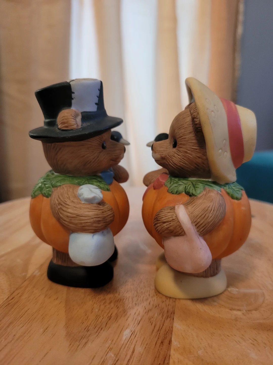 Vintage Pumpkin Patch Bear Couple Figurines 🏆 - photo 2