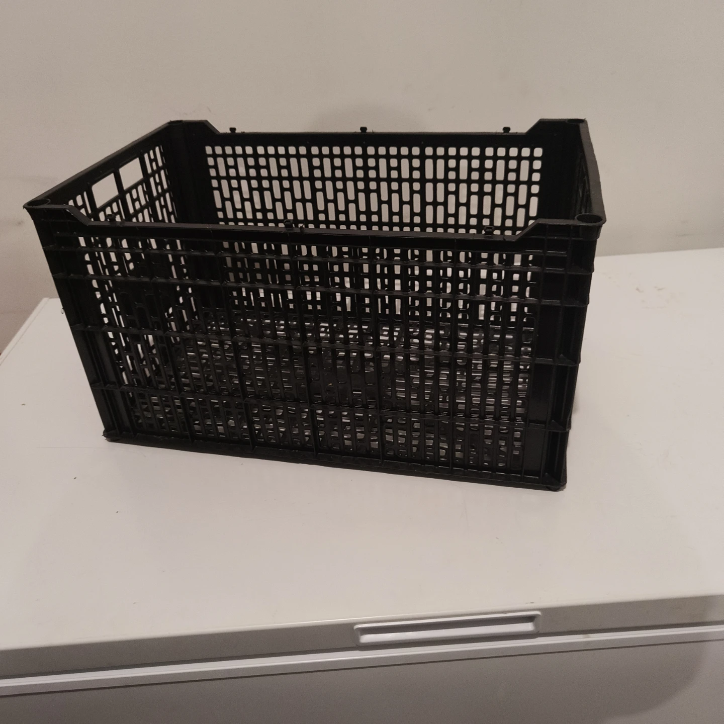 Stack of 5 Black Plastic Crates