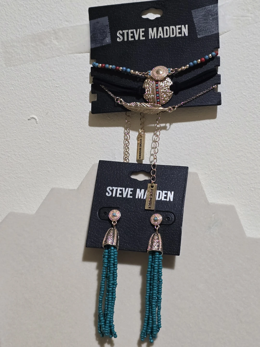 ​NEW Steve Madden Turquoise Boho Set - Earrings & 3 Bracelets - photo 2