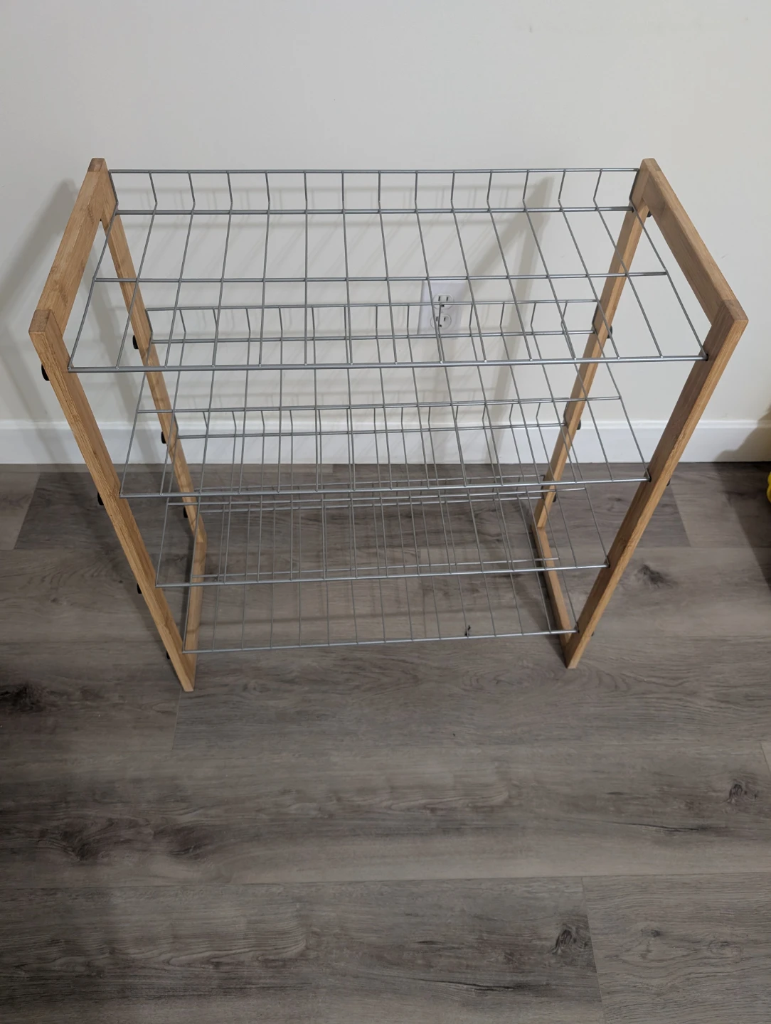 Wooden Frame 3-Tier Wire Rack