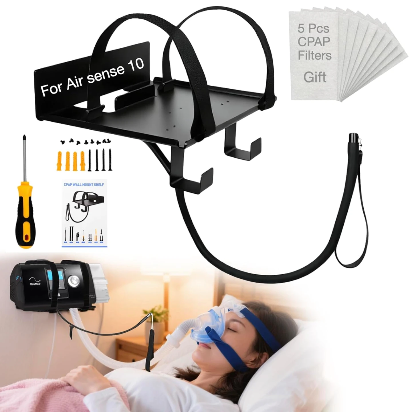 Lightweight Aluminum Wall Mount for CPAP Machine BNIB