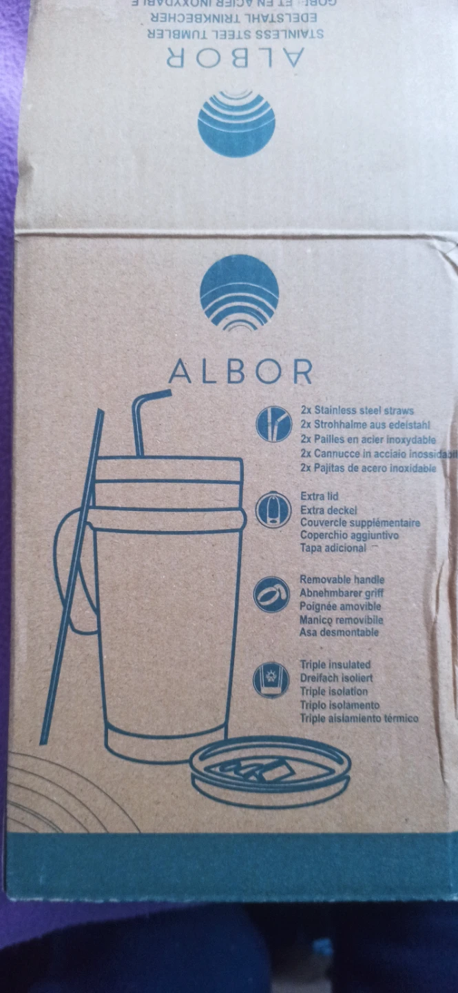 ALBOR Stainless Steel Tumbler with Handle, Lids and Straws - photo 5