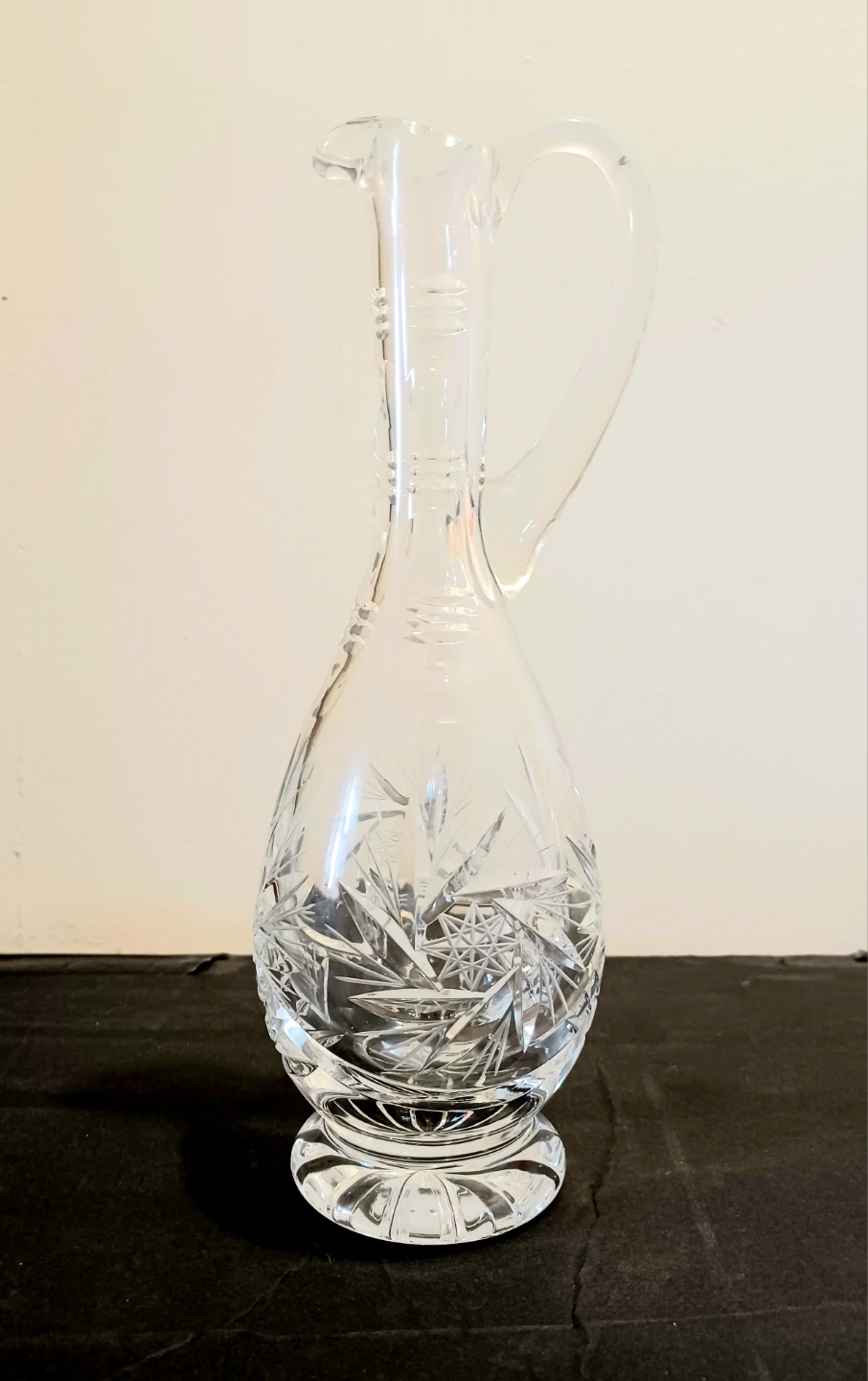 Pinwheel Mid Century Belgian Brilliant Cut Crystal Pitcher