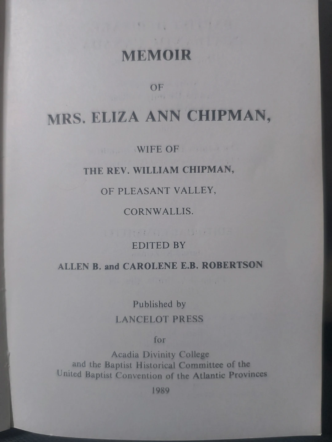 Memoir of Mrs. Eliza Ann Chipman, Baptist Heritage. - photo 3