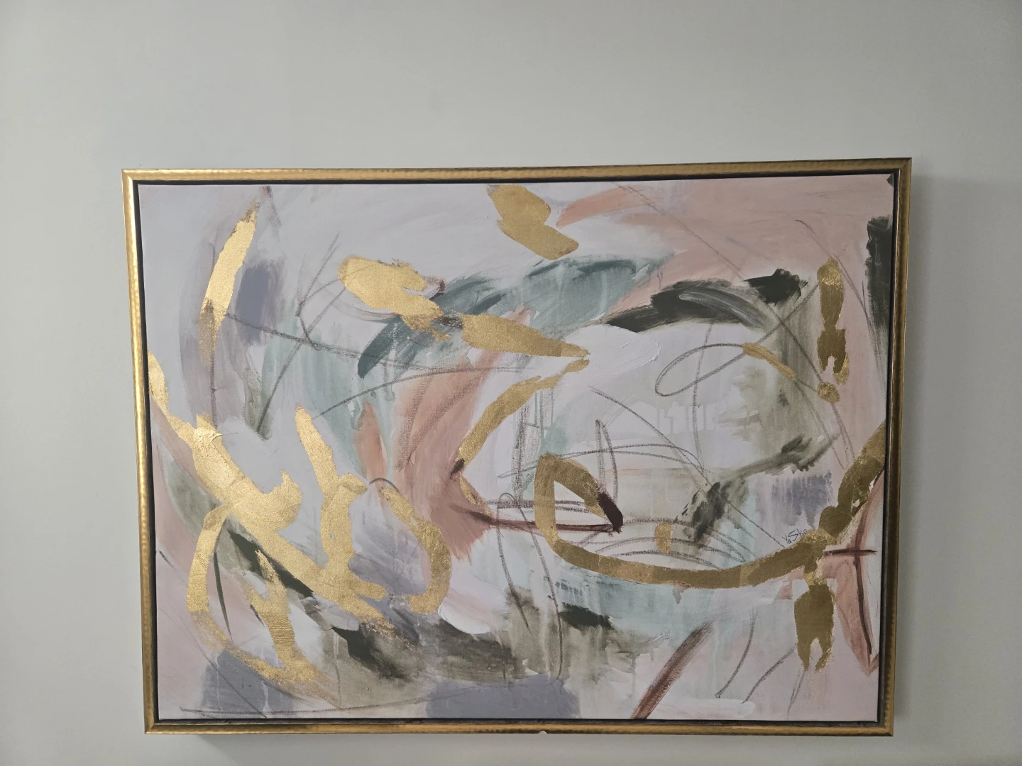 Abstract Gold and Pastel Wall Art (36in x 48in)