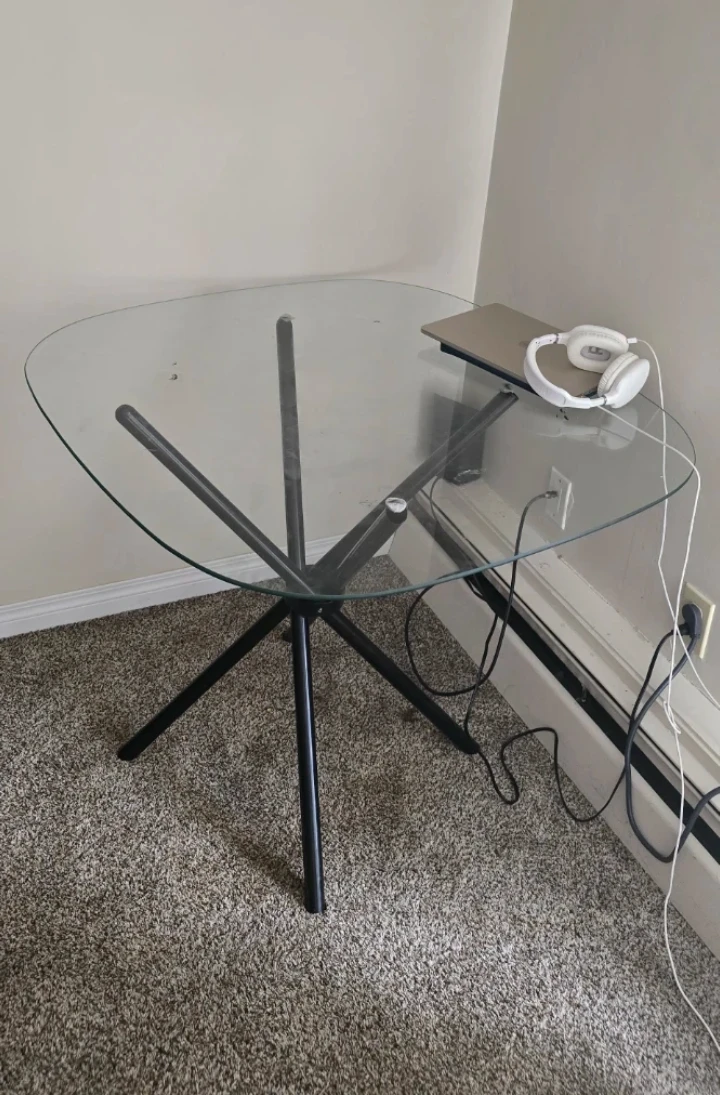Glass Top Dining Table with Black Star Base 38×38inch - photo 2