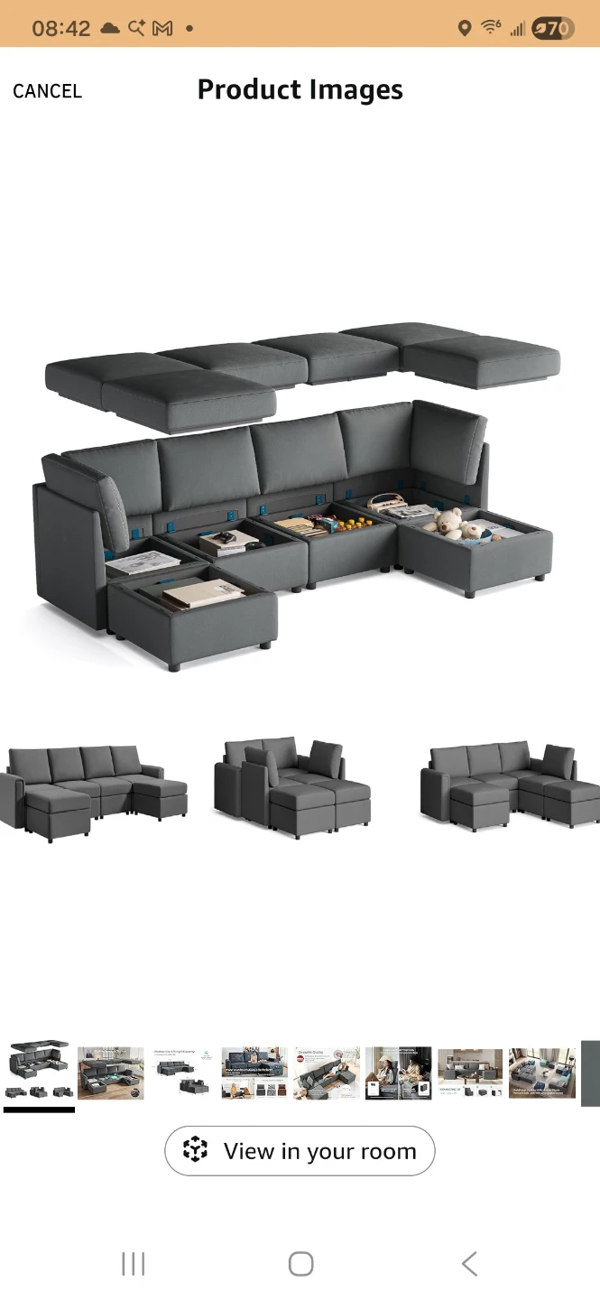 Honbay Modular Sectional Sofa w/ Storage – 6 Pieces - photo 5