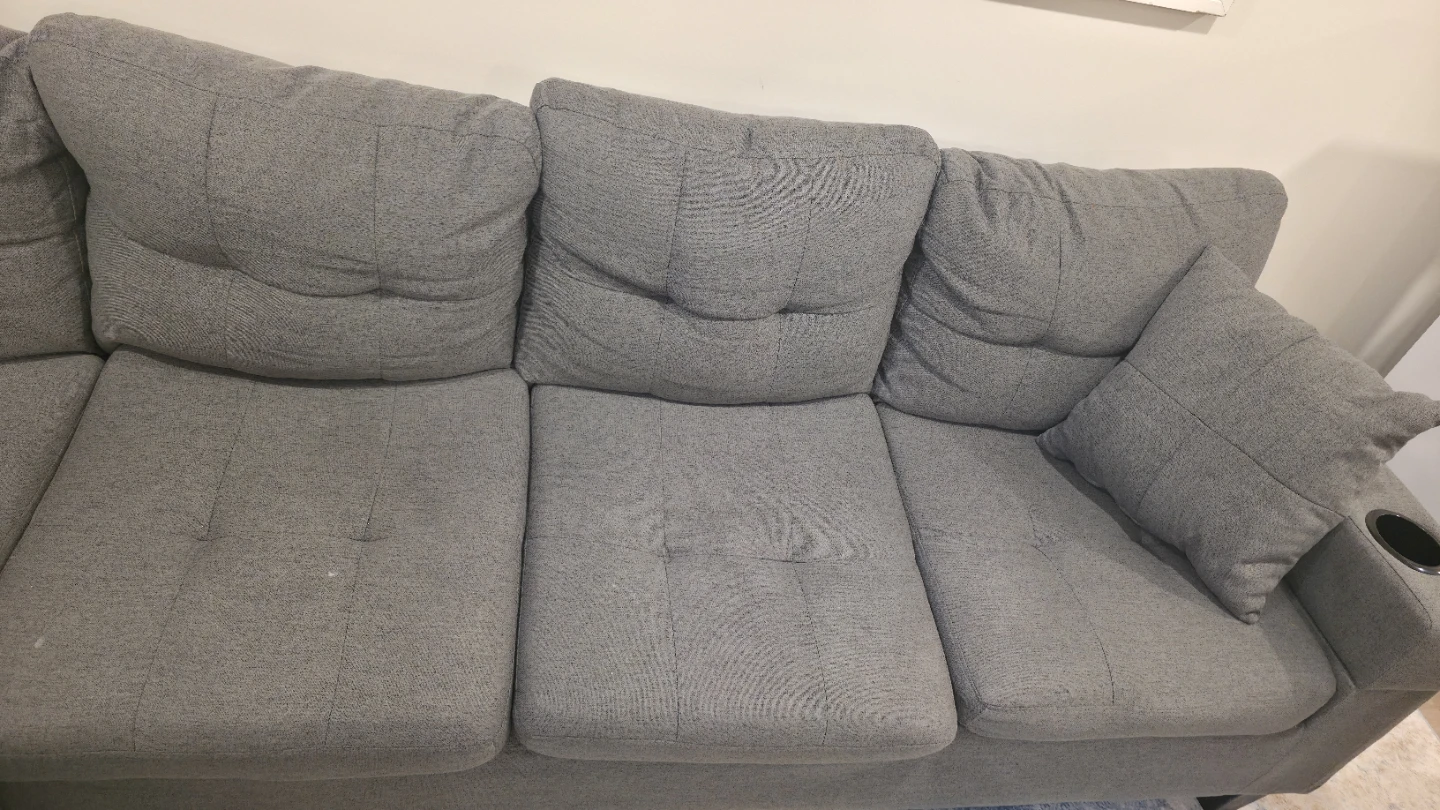 Grey Sectional Sofa with Chaise and Cup Holders - photo 5