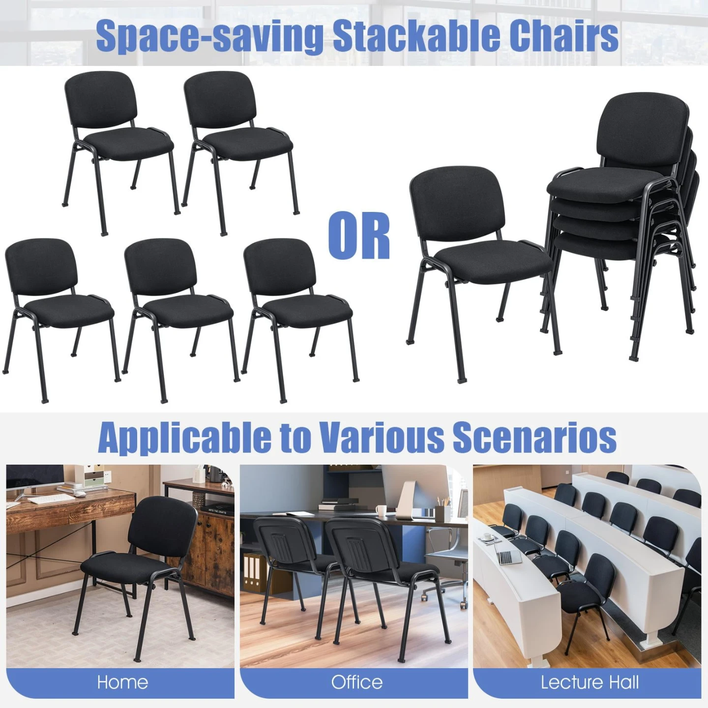 New Black Stackable Conference Chairs (Set of 5) - photo 3