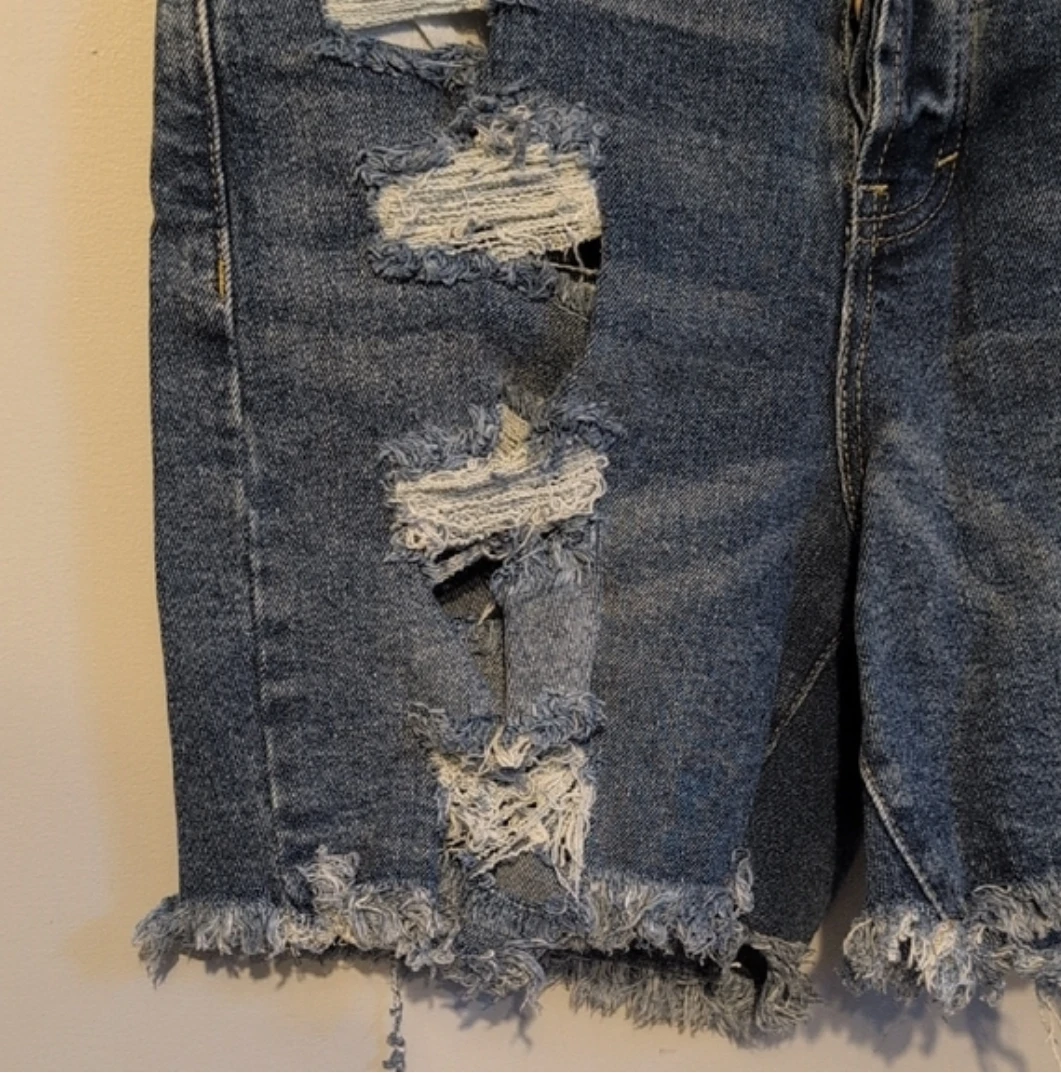 Fashion Nova Distressed Denim Shorts Size 11 - photo 2