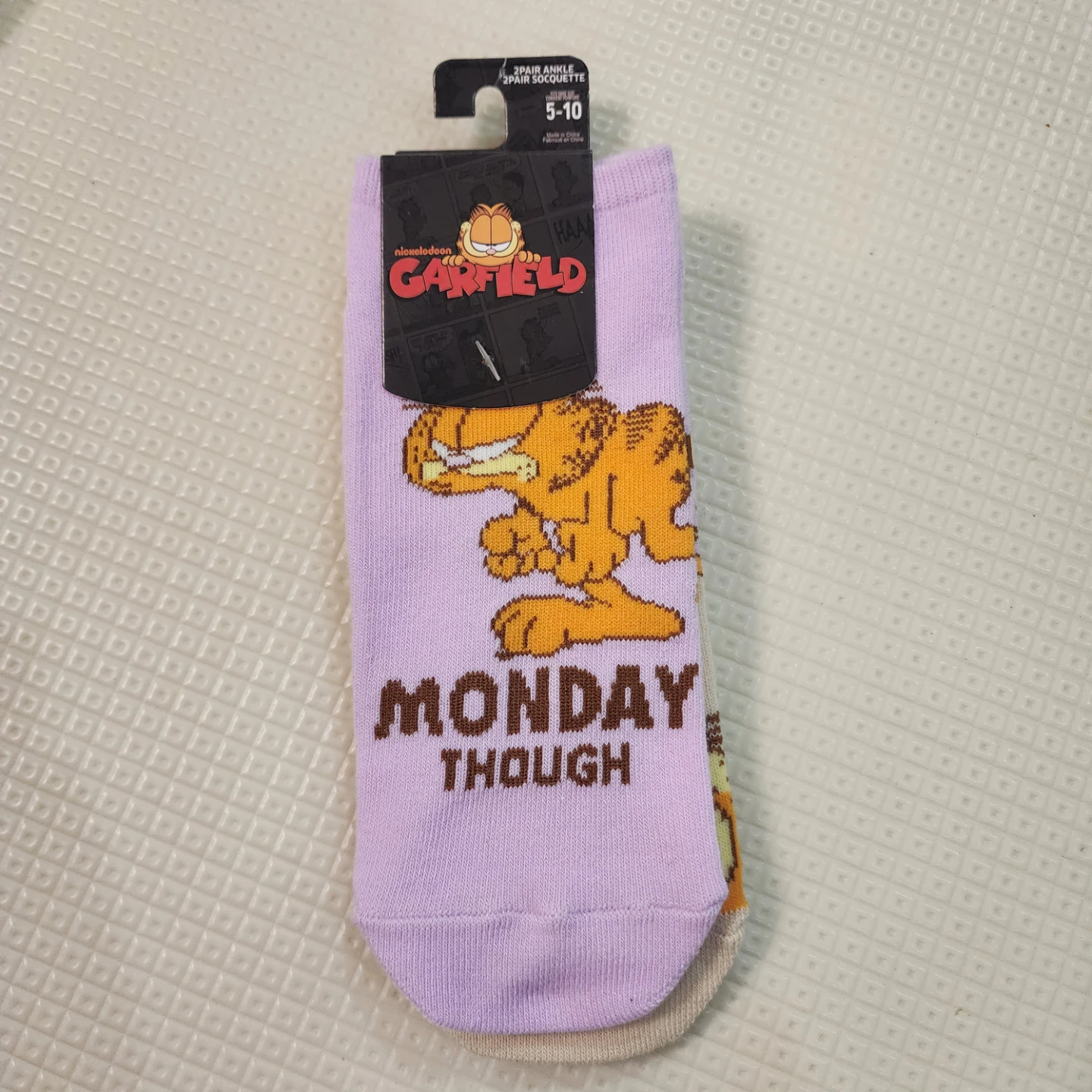 Garfield "Monday Though" Anklet Socks Size 9-11