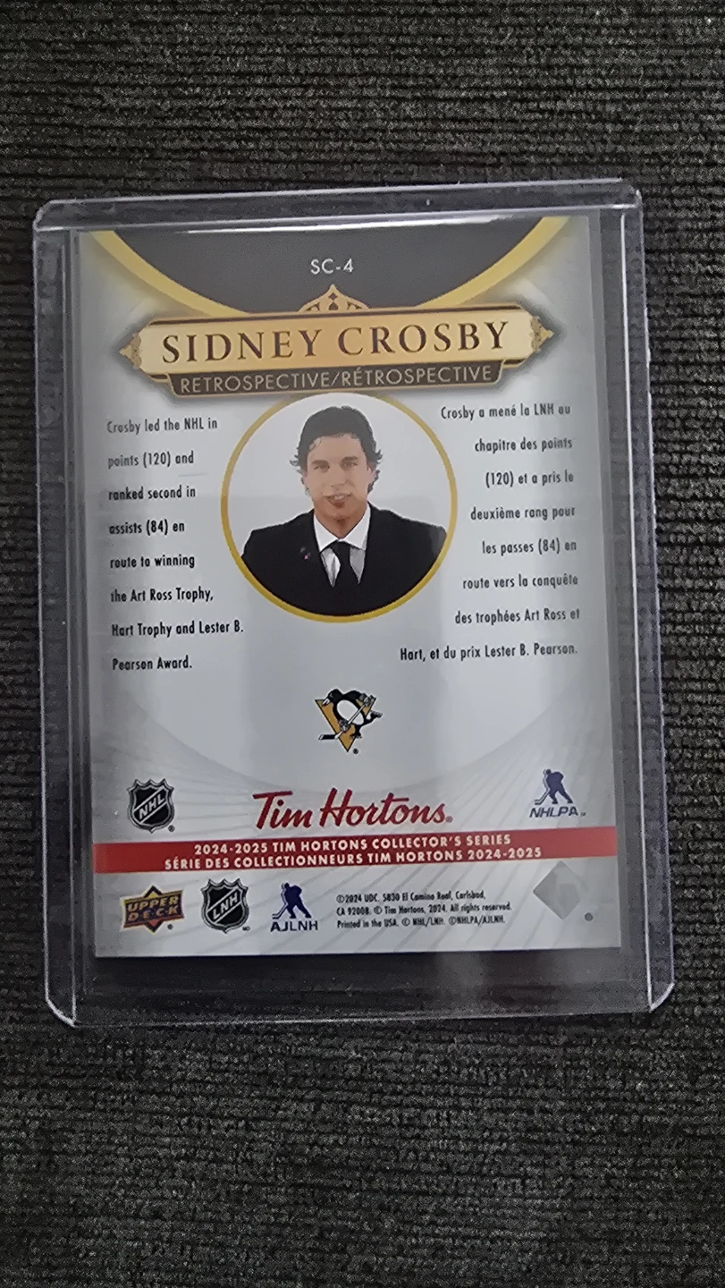 Upper Deck Sidney Crosby Retrospective Trading Card