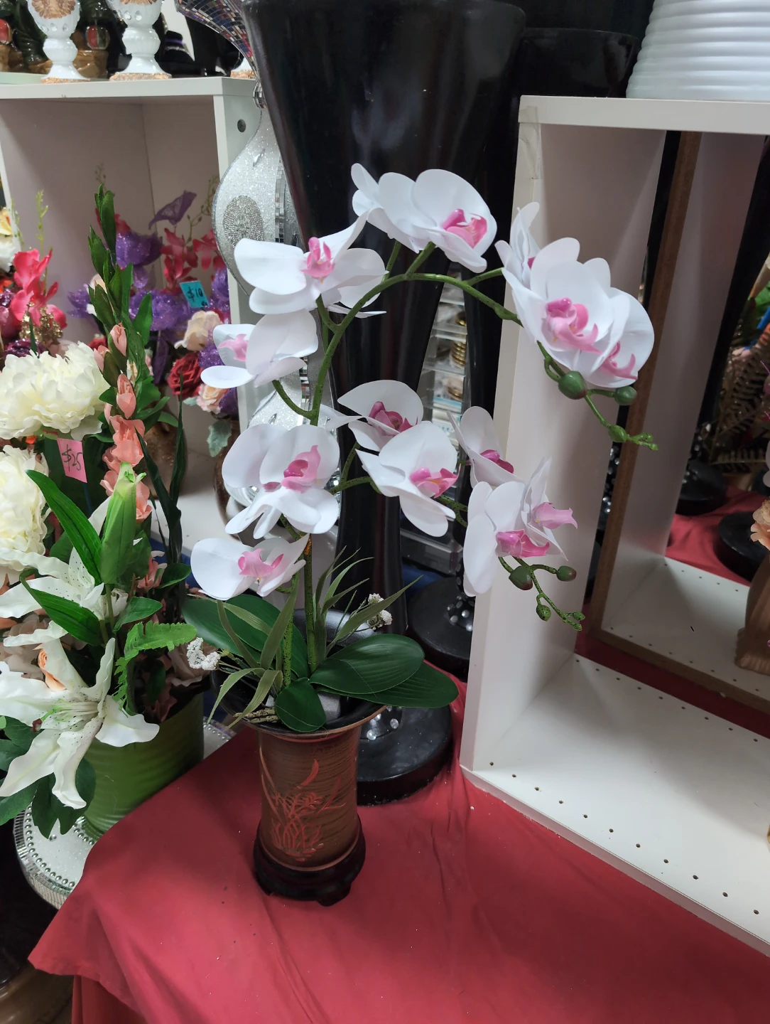 Artificial White Orchid with vase