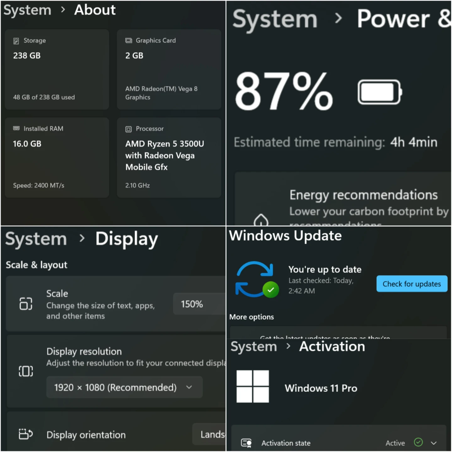 Win11Pro, Ryzen 5, 16gb, 256gb, ThinkPad E595, A+ , Charger - photo 4