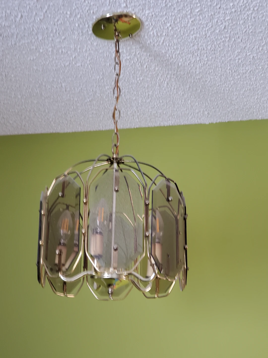 Vintage Chandelier with Glass Panes
