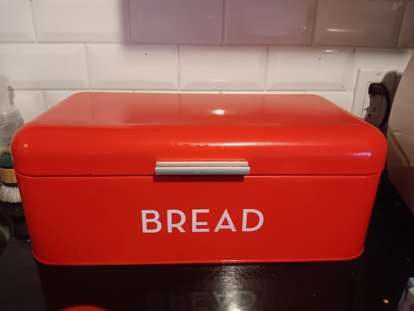 Red Metal Bread Box