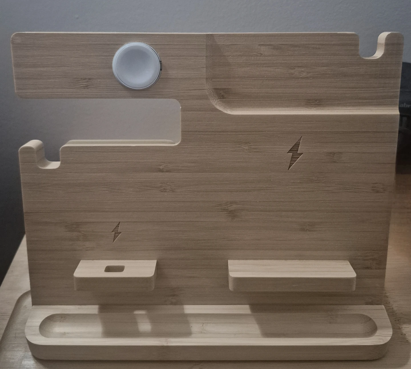 Bamboo Fast Wireless Charging Station Stand, Desk Organizer - photo 3